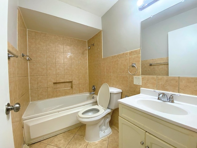 5210 Arquilla Dr, Richton Park, IL 60471 - full bath with shower / tub combination, tile patterned flooring, vanity, toilet, and tile walls