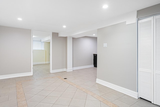 8543 S Laflin St, Chicago, IL 60620 - finished below grade area featuring recessed lighting, baseboards, and light tile patterned floors