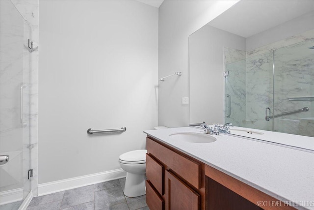 719 Foxborough Rd, South Elgin, IL 60177 - bathroom with vanity, a marble finish shower, toilet, and baseboards