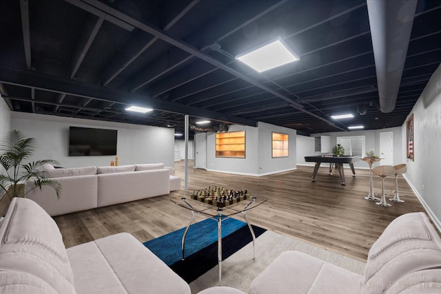 719 Foxborough Rd, South Elgin, IL 60177 - living room featuring wood finished floors, billiards table, and baseboards