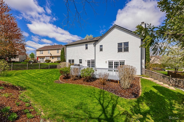 849 Brompton Cir, Bolingbrook, IL 60440 - back of property featuring a deck and a chimney