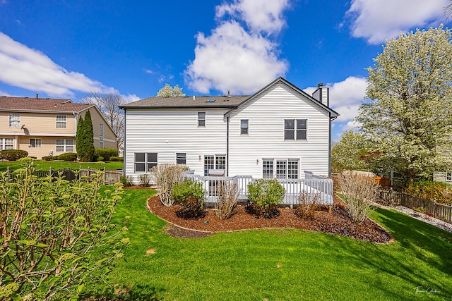 849 Brompton Cir, Bolingbrook, IL 60440 - rear view of house featuring a chimney and a wooden deck