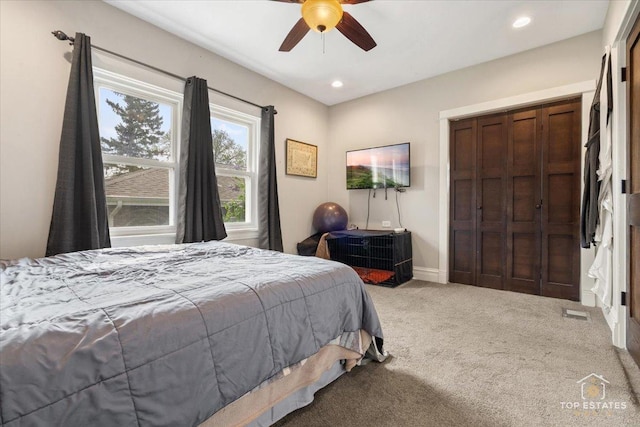 309 E Elm St, Villa Park, IL 60181 - carpeted bedroom with recessed lighting, baseboards, and ceiling fan