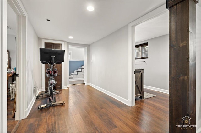 309 E Elm St, Villa Park, IL 60181 - exercise room with baseboards, recessed lighting, and wood finished floors