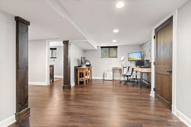 309 E Elm St, Villa Park, IL 60181 - office space featuring recessed lighting, baseboards, wood finished floors, and a wealth of natural light