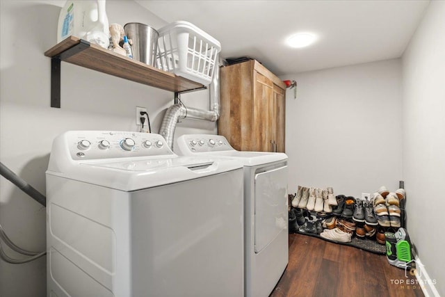 309 E Elm St, Villa Park, IL 60181 - washroom with washing machine and clothes dryer, wood finished floors, and cabinet space