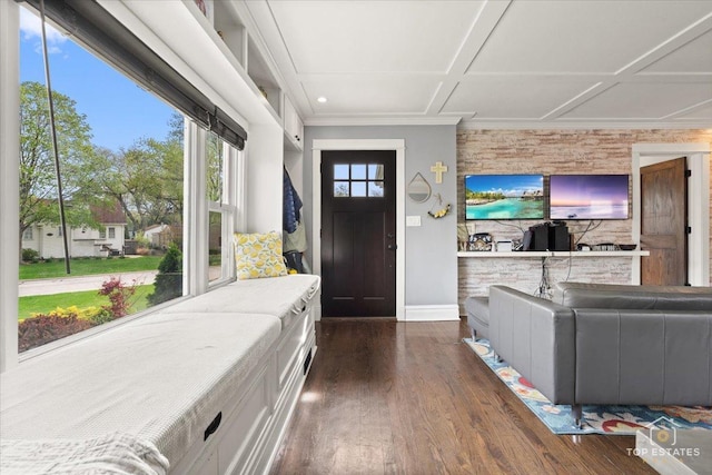 309 E Elm St, Villa Park, IL 60181 - entryway with baseboards, recessed lighting, dark wood-style flooring, and crown molding
