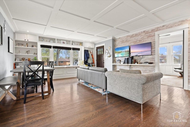 309 E Elm St, Villa Park, IL 60181 - living area featuring coffered ceiling, wood finished floors, and a wealth of natural light