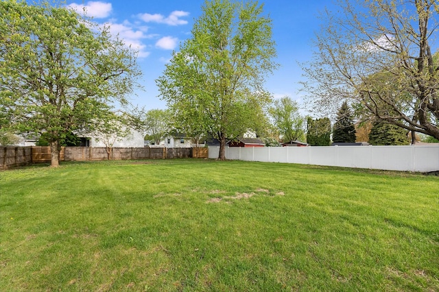 view of yard with a fenced backyard