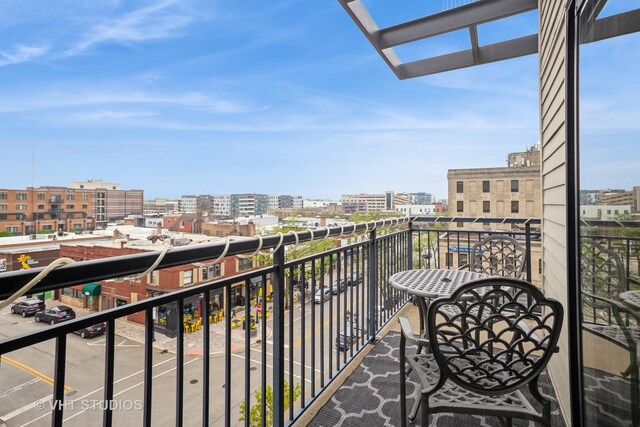 balcony with a view of city