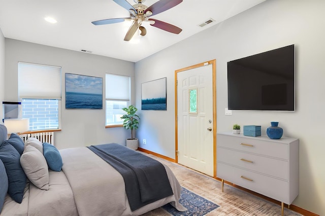 1538 W Fry St, Chicago, IL 60642 - bedroom featuring baseboards, visible vents, and ceiling fan