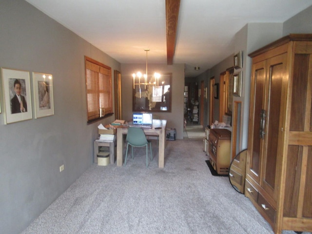 2952 S Bonfield St, Chicago, IL 60608 - dining area featuring an inviting chandelier and light carpet