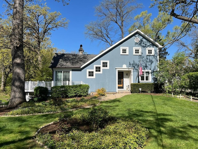 24270 N Forest Dr, Lake Zurich, IL 60047 - view of front of home featuring a front lawn and a wooden deck