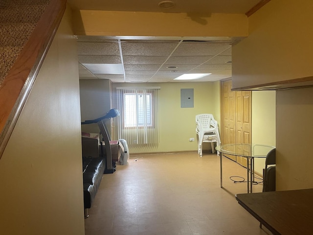 4305 W Termunde Dr, Alsip, IL 60803 - below grade area featuring tile patterned floors, a paneled ceiling, and electric panel