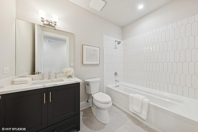 514 Hillgrove Ave Unit 303, Western Springs, IL 60558 - bathroom with shower / washtub combination, toilet, vanity, and baseboards