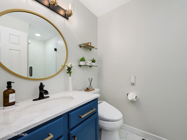 2119 W Evergreen Ave Unit 3W, Chicago, IL 60622 - full bath with vanity, tile patterned floors, a stall shower, toilet, and baseboards
