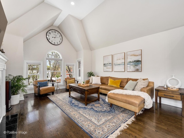 2119 W Evergreen Ave Unit 3W, Chicago, IL 60622 - living area featuring high vaulted ceiling, wood finished floors, and recessed lighting