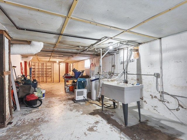 basement featuring a sink