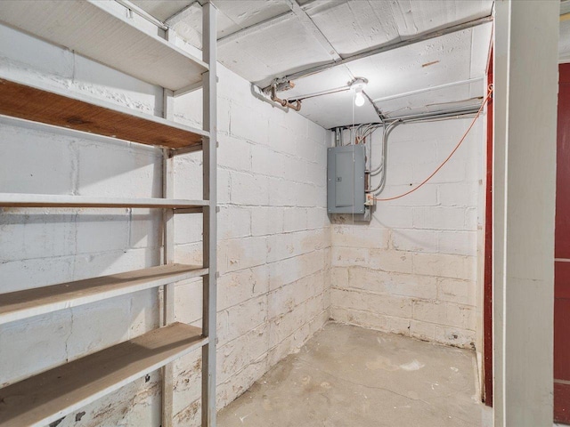 unfinished below grade area featuring electric panel