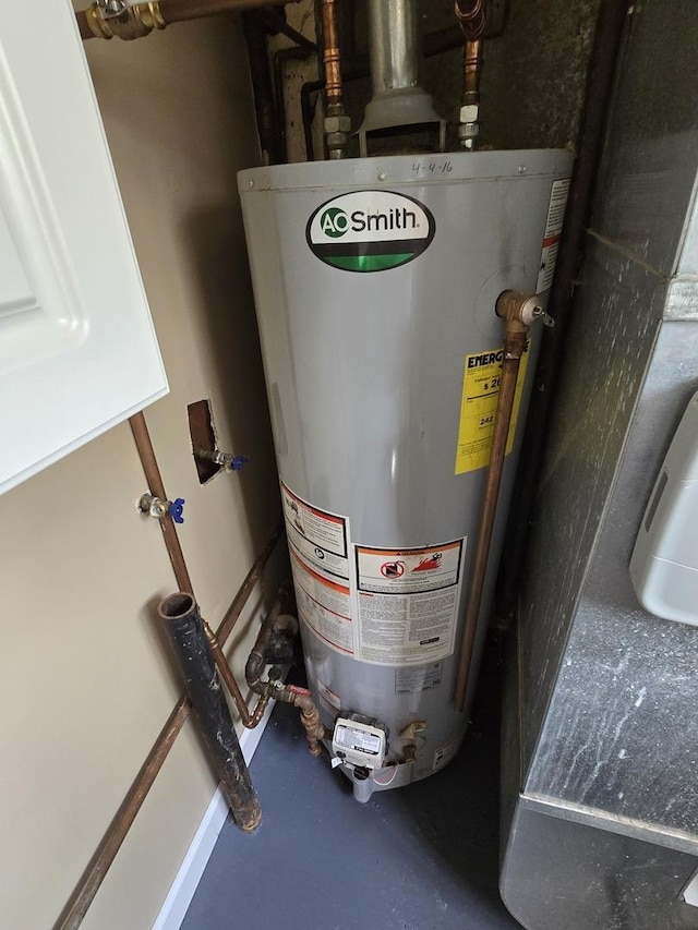 utility room with water heater