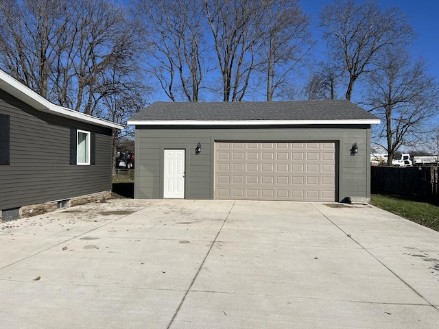 view of detached garage