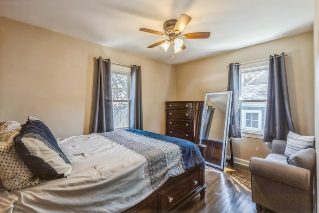 3448 Ann St, Lansing, IL 60438 - bedroom with ceiling fan, dark wood finished floors, and baseboards