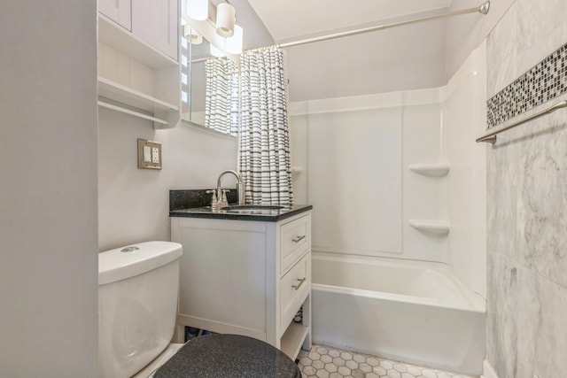 3448 Ann St, Lansing, IL 60438 - bathroom with vanity, toilet, and shower / tub combo with curtain