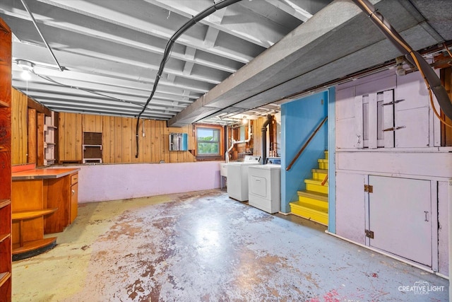 33 Chestnut Ave, Clarendon Hills, IL 60514 - below grade area with washer and dryer and stairway