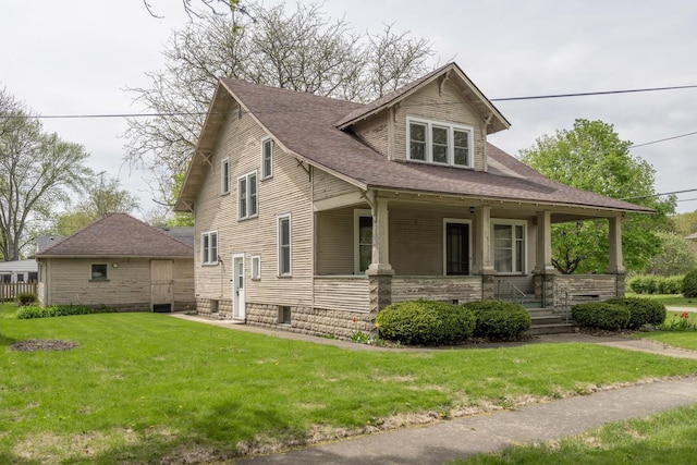 130 N Elm St, Leland, IL 60531 - view of front facade with a porch and a front lawn