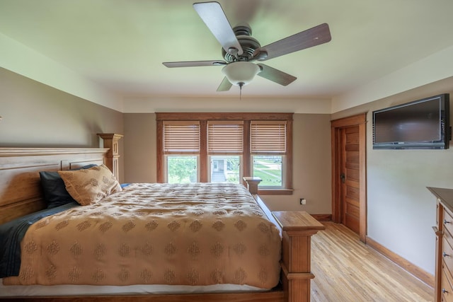 130 N Elm St, Leland, IL 60531 - bedroom featuring light wood-type flooring, baseboards, and ceiling fan
