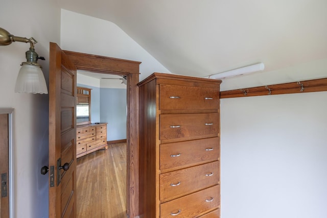 130 N Elm St, Leland, IL 60531 - walk in closet featuring light wood finished floors and lofted ceiling