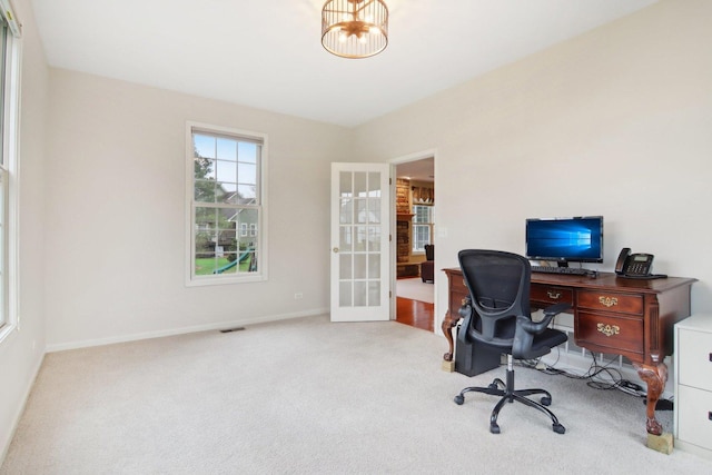 7770 Farrell Dr, Lakewood, IL 60014 - home office with carpet and french doors