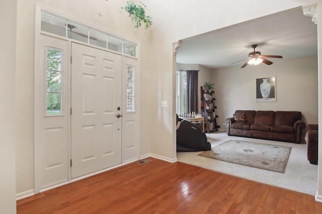7770 Farrell Dr, Lakewood, IL 60014 - foyer entrance featuring wood finished floors and a ceiling fan