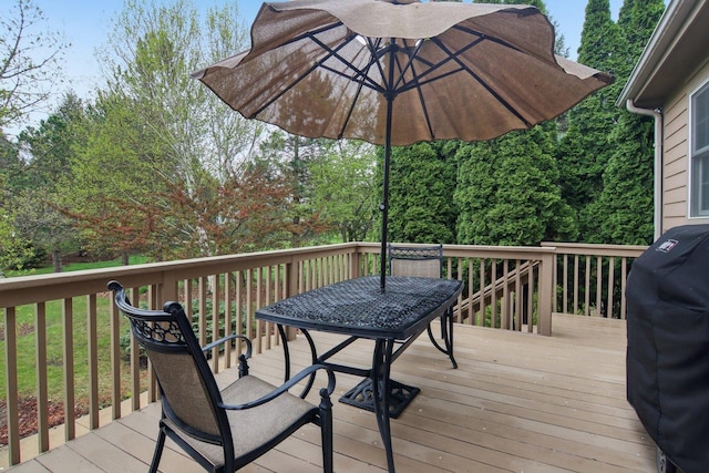 7770 Farrell Dr, Lakewood, IL 60014 - wooden terrace featuring a grill and outdoor dining space