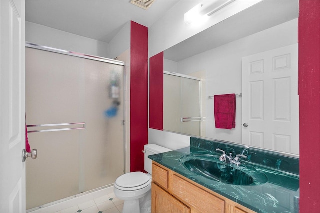 968 N Lancaster Cir S, Elgin, IL 60177 - full bath featuring vanity, visible vents, toilet, tile patterned floors, and a shower stall