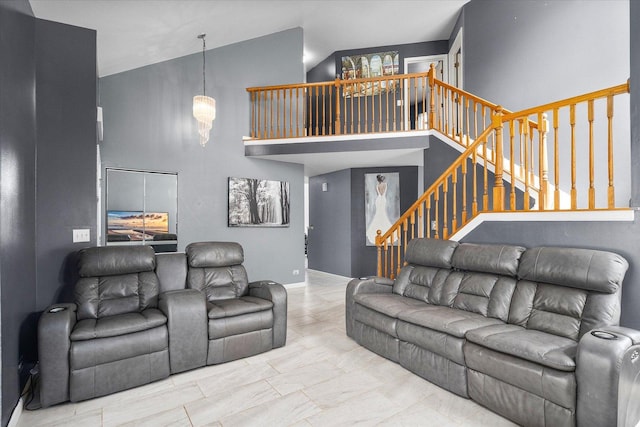 968 N Lancaster Cir S, Elgin, IL 60177 - living room featuring high vaulted ceiling and stairway