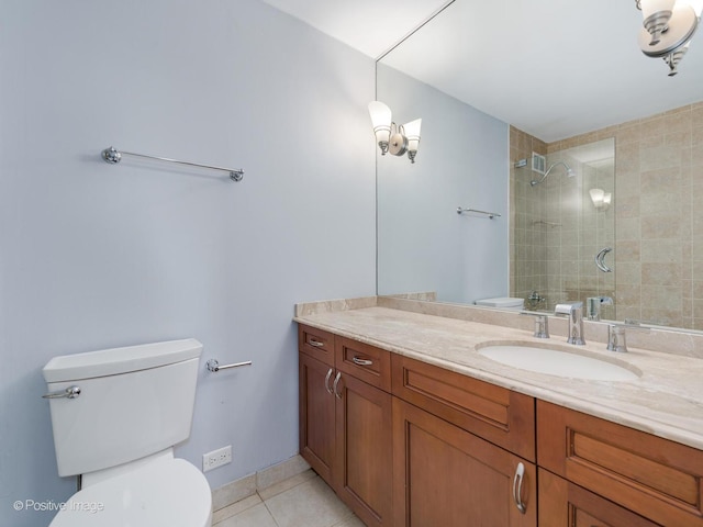 474 N Lake Shore Dr Unit 4808, Chicago, IL 60611 - full bathroom featuring toilet, a tile shower, tile patterned flooring, and vanity