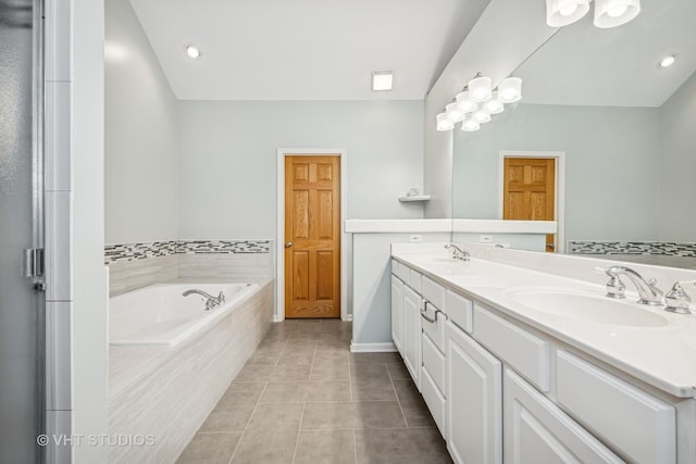 874 W Goodrich Pl, Palatine, IL 60067 - full bathroom featuring tile patterned flooring, a bath, double vanity, and baseboards
