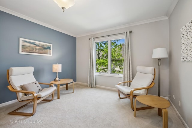 874 W Goodrich Pl, Palatine, IL 60067 - living area featuring ornamental molding, light colored carpet, and baseboards