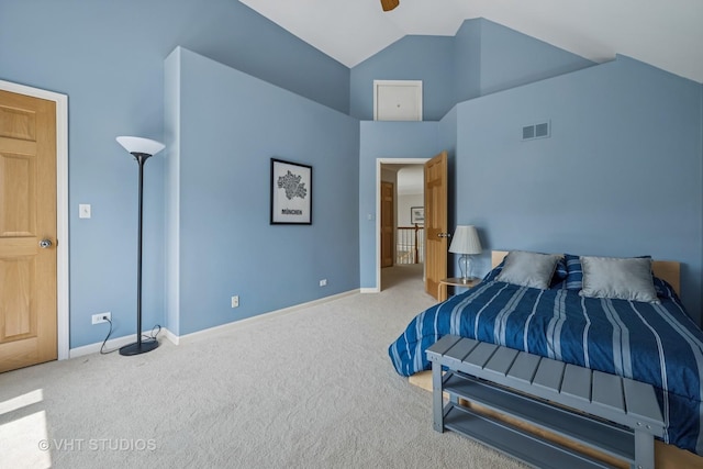 874 W Goodrich Pl, Palatine, IL 60067 - bedroom featuring carpet floors, baseboards, and high vaulted ceiling