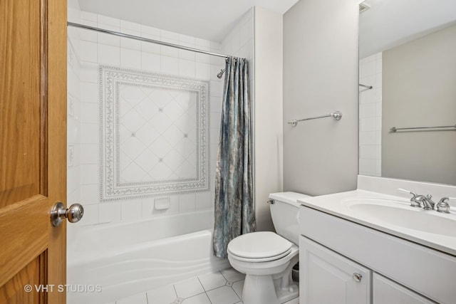 874 W Goodrich Pl, Palatine, IL 60067 - full bathroom featuring toilet, shower / tub combo with curtain, vanity, and tile patterned floors