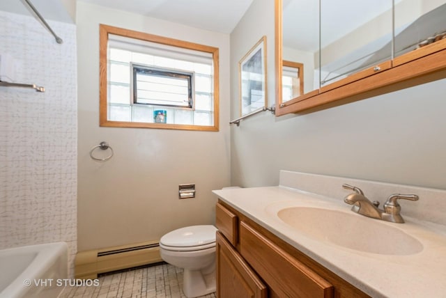 6004 S Kolmar Ave, Chicago, IL 60629 - full bathroom with toilet, a baseboard heating unit, bathtub / shower combination, and vanity