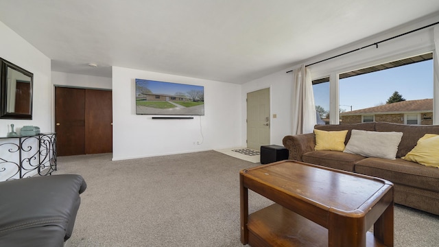 living room featuring carpet floors