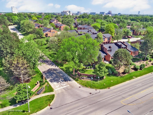 drone / aerial view with a residential view