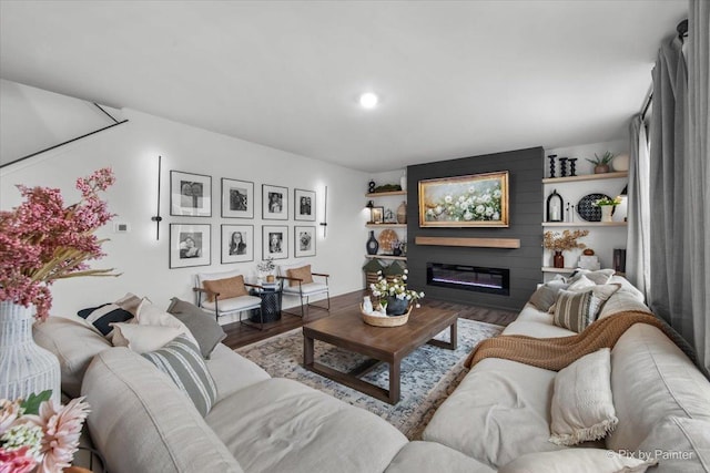 10102 Jonamac Ave, Huntley, IL 60142 - living area featuring a large fireplace and wood finished floors
