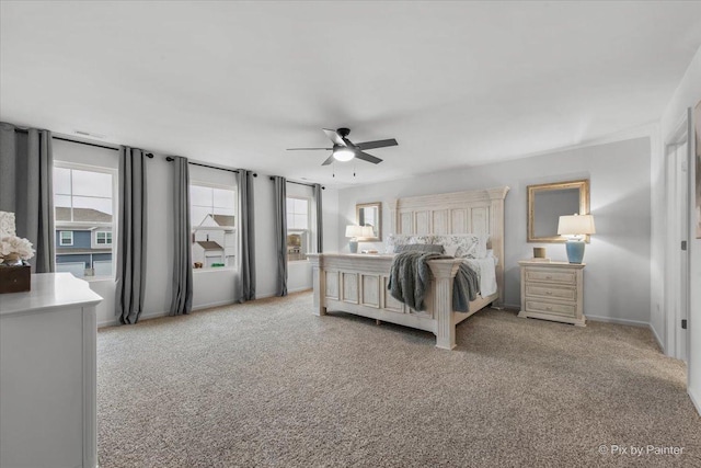 10102 Jonamac Ave, Huntley, IL 60142 - bedroom with light colored carpet, multiple windows, and a ceiling fan