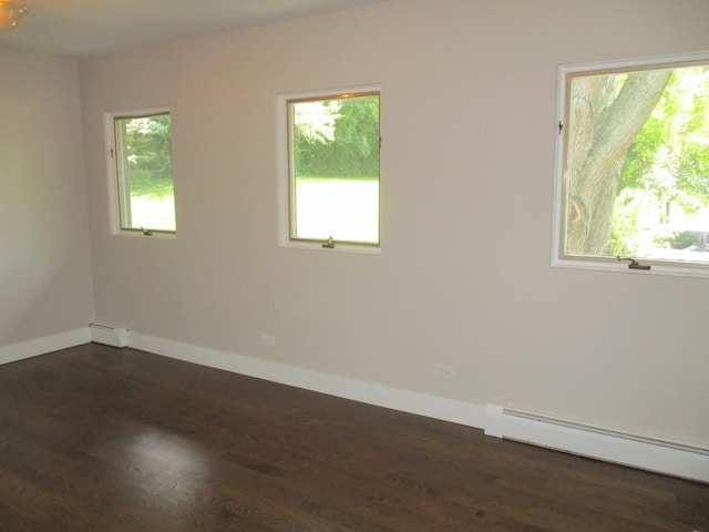 27094 W Lakeview Dr S, Lake Barrington, IL 60084 - spare room with a baseboard radiator, dark wood finished floors, and healthy amount of natural light