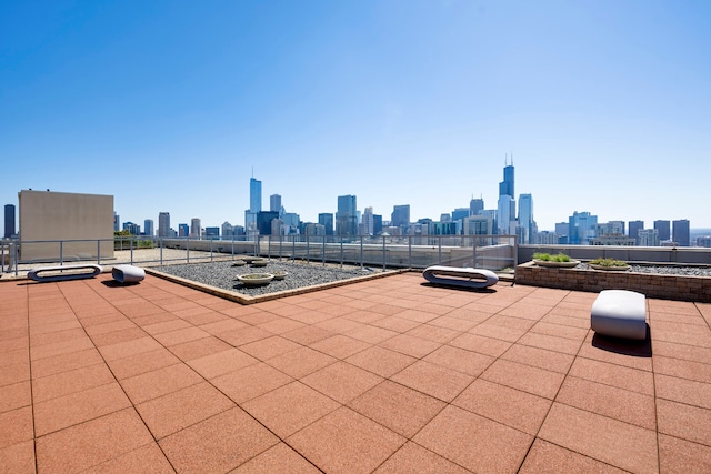 view of patio with a city view