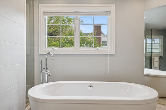 840 S Madison St, Hinsdale, IL 60521 - bathroom featuring plenty of natural light and a freestanding tub