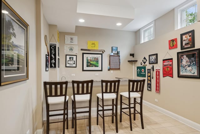840 S Madison St, Hinsdale, IL 60521 - indoor bar with recessed lighting, baseboards, and light tile patterned flooring